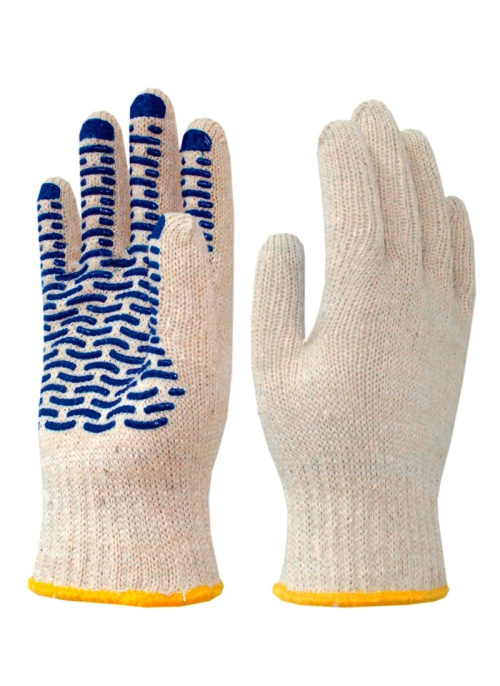 Перчатки хб 5-х нитка с ПВХ волна 7,5 класс